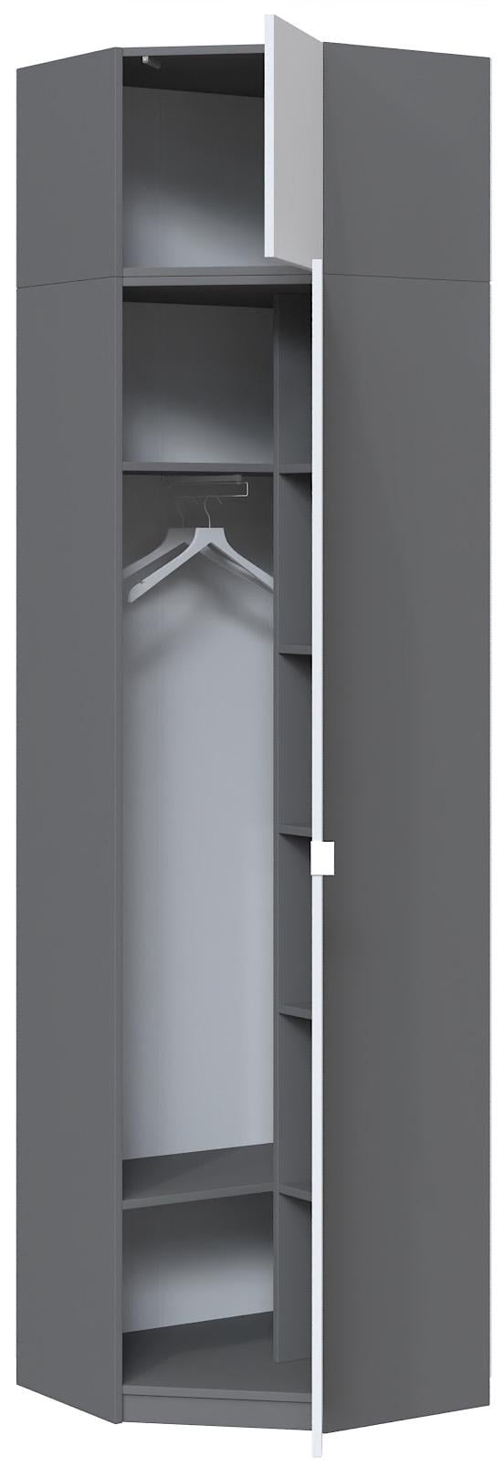 Шафа кутова з дзеркалом Майстер Форм Тетріс 620х376х2400 мм Антрацитовий/Білий (31911) - фото 2 Шафа кутова з дзеркалом Майстер Форм Тетріс 620х376х2400 мм Антрацитовий/Білий (31911) - фото 2