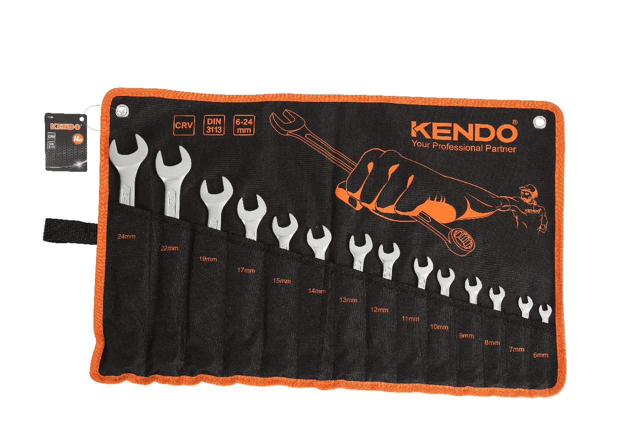 Набор ключей комбинированных гаечных в чехле Kendo CR-V 14 шт. 6-24 мм