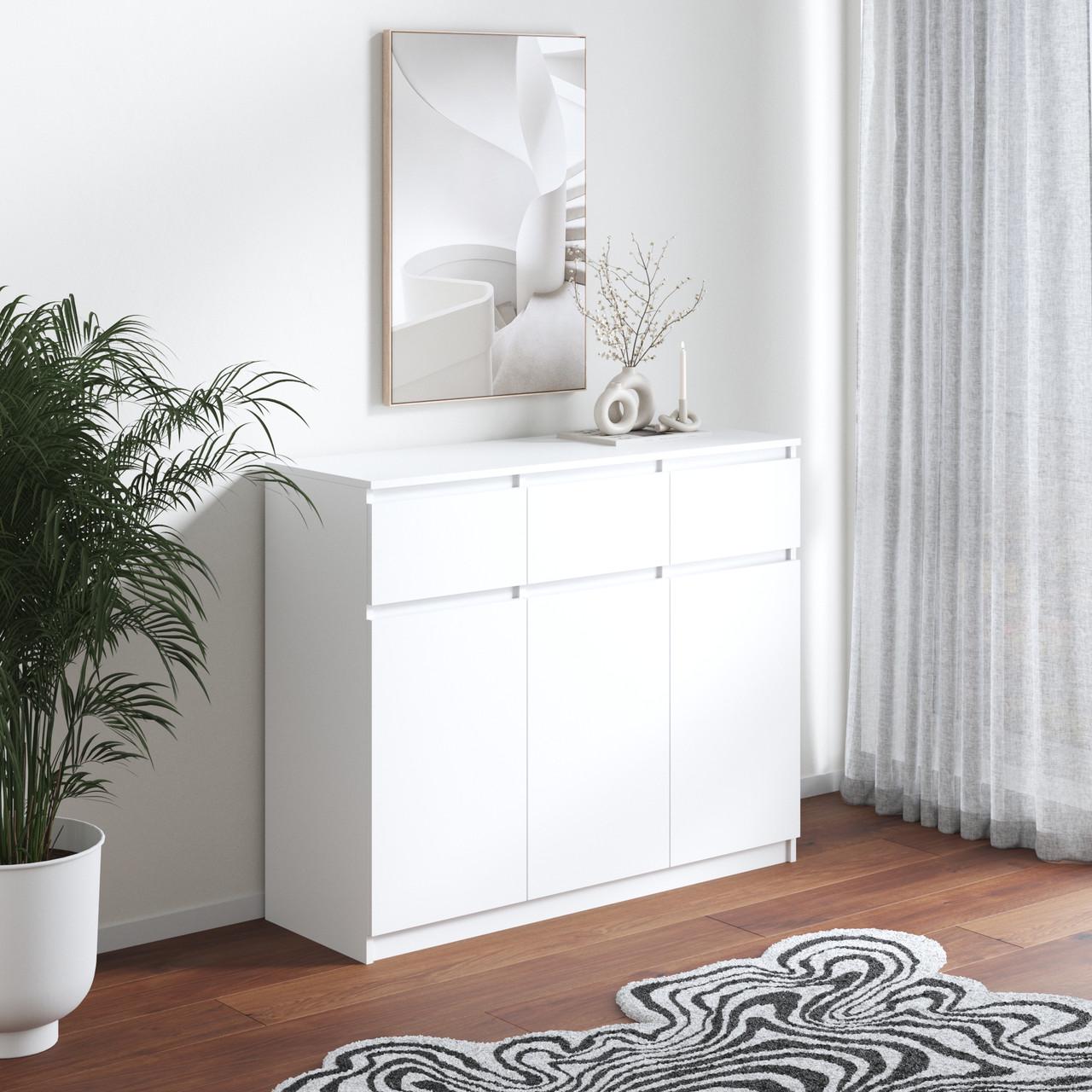 Комод з шухлядами та полицями Вайс R-33 120х40х98 см Білий (30291432) - фото 1 Комод з шухлядами та полицями Вайс R-33 120х40х98 см Білий (30291432) - фото 1