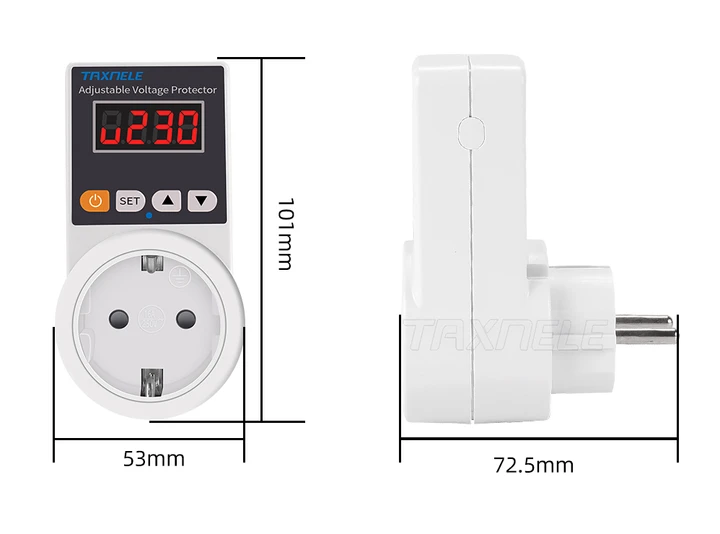 Реле напряжения в розетку TAXNELE с дисплеем 220V Белый (138) - фото 3