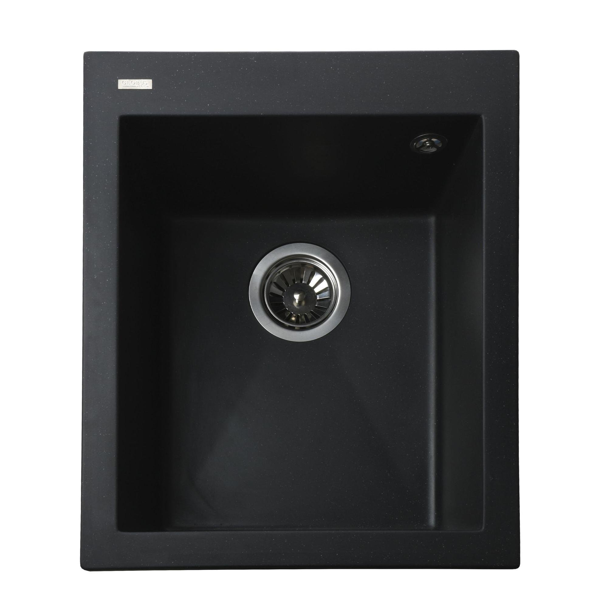 Мойка кухонная Globus Lux 000006105 гранитная прямоугольная 410x500 мм Черный (25953043)