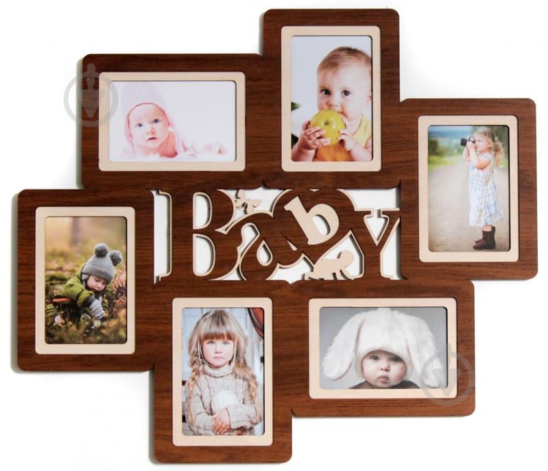 Фоторамка коллаж на 6 фото Декор Карпаты Baby 57х50 см Коричневый (H6-064A) Фоторамка коллаж на 6 фото Декор Карпаты Baby 57х50 см Коричневый (H6-064A)