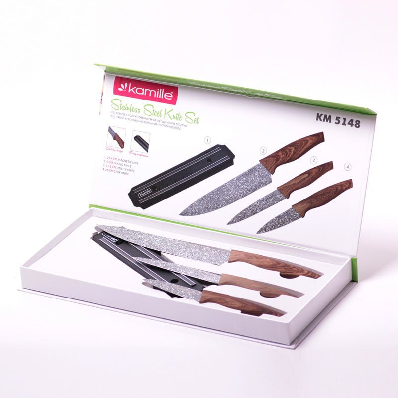 Набор ножей Kamille на магнитной планке (KM-5148)