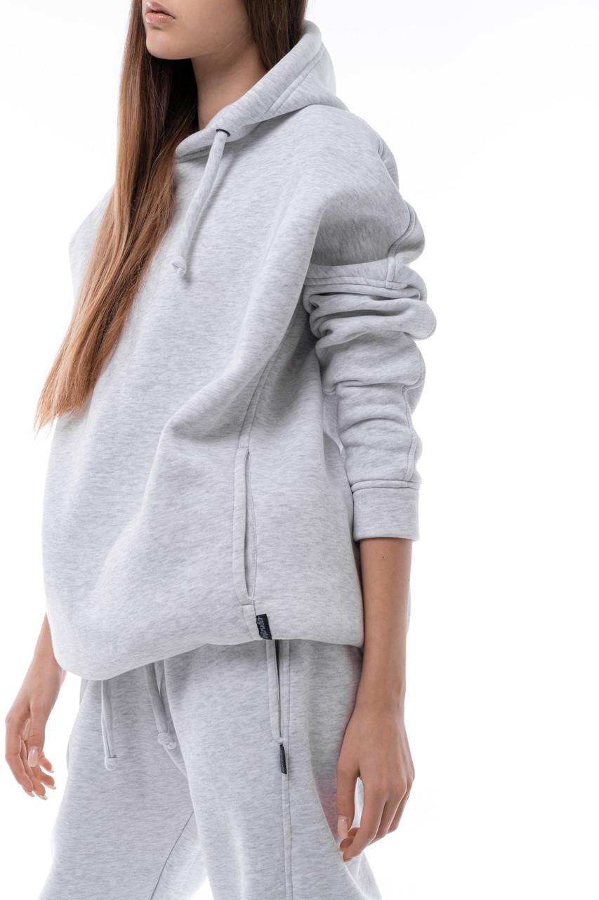 Худи женское Intruder oversize зимнее на флисе Серый