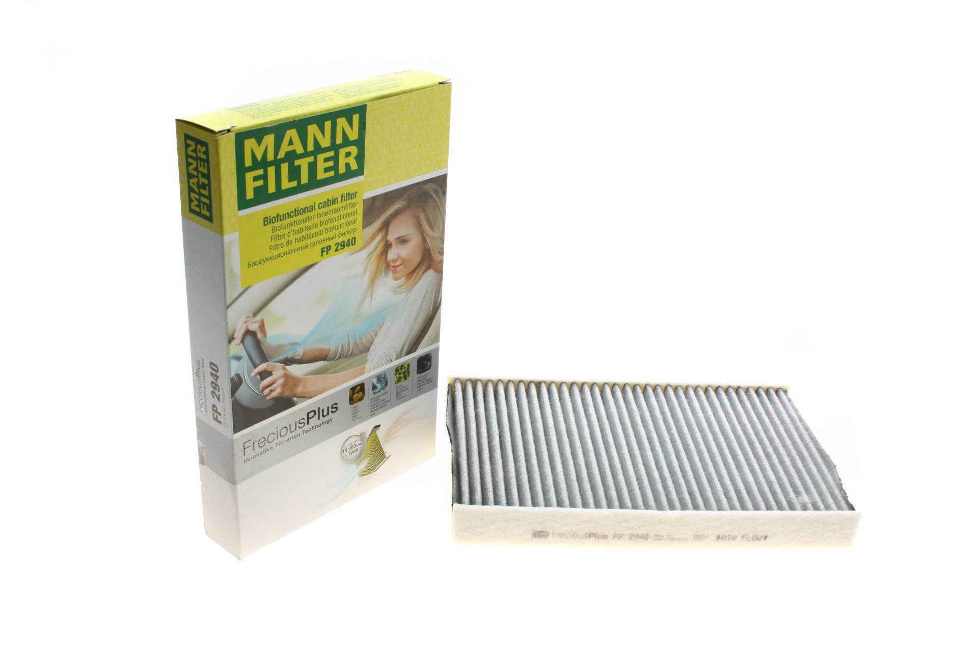 Фильтр салона Mann-Filter для Citroen C2/C3/C4/Peugeot 307/308 00- угольный /антибактериальный (FP 2940)