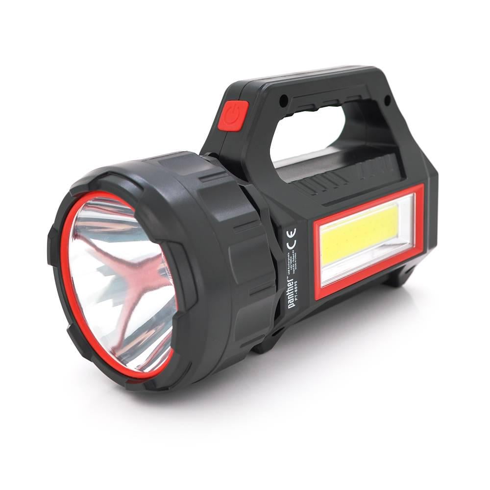 Ліхтар пошуковий Pahther PT-8895 1LED+COB T6 10W 3+2+2 режими 3600 mAh IP40 USB кабель+Solar 200х95х130 мм Black (26859)