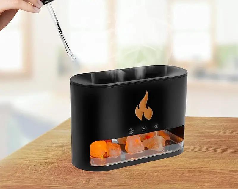 Увлажнитель воздуха соляная лампа 3в1 с эффектом пламени гималайская соль для ароматерапии и подсветка Черный - фото 6 Увлажнитель воздуха соляная лампа 3в1 с эффектом пламени гималайская соль для ароматерапии и подсветка Черный - фото 6