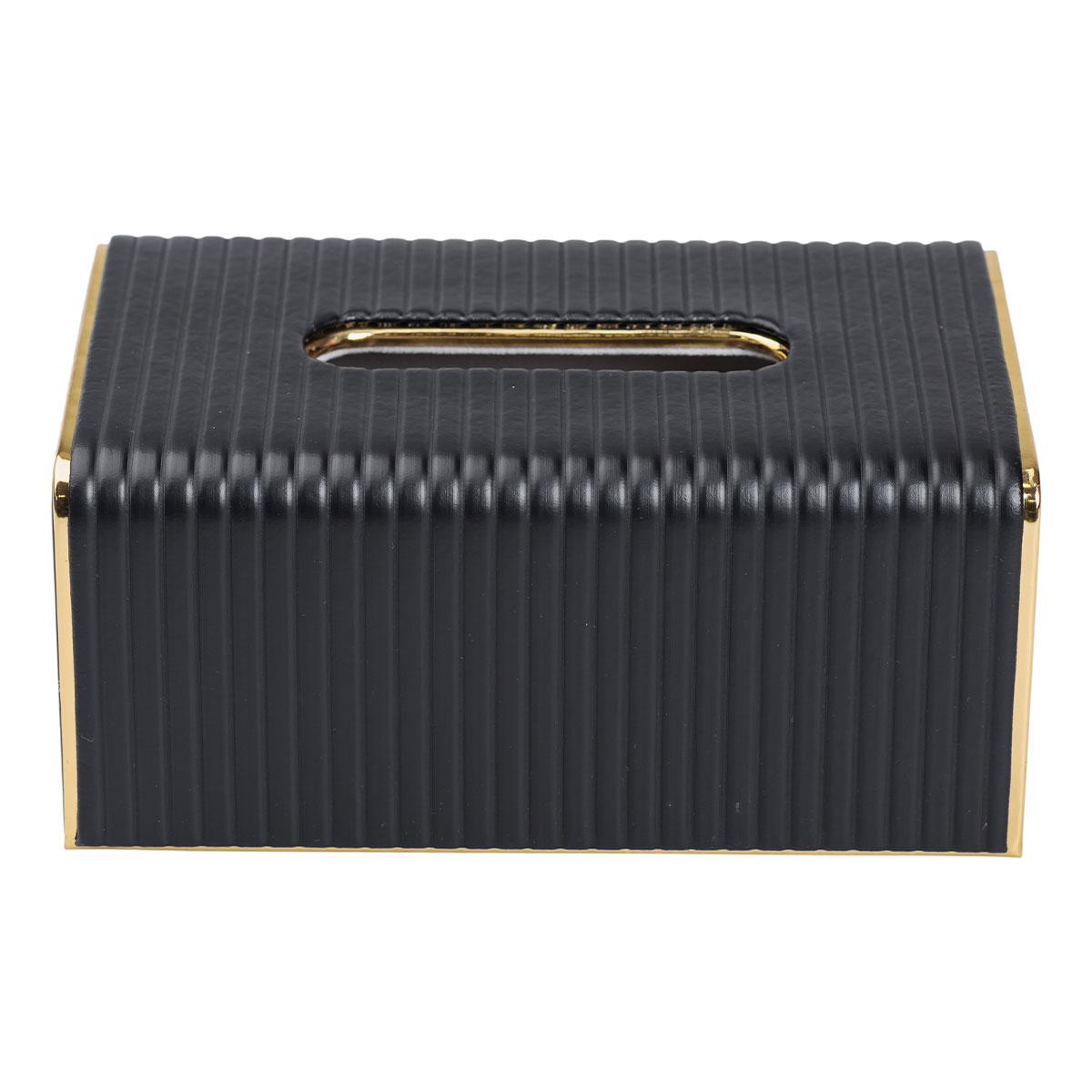 Серветниця з екошкіри прямокутна HP-3-203B 21,5х13х9 см Чорний (A-033502)