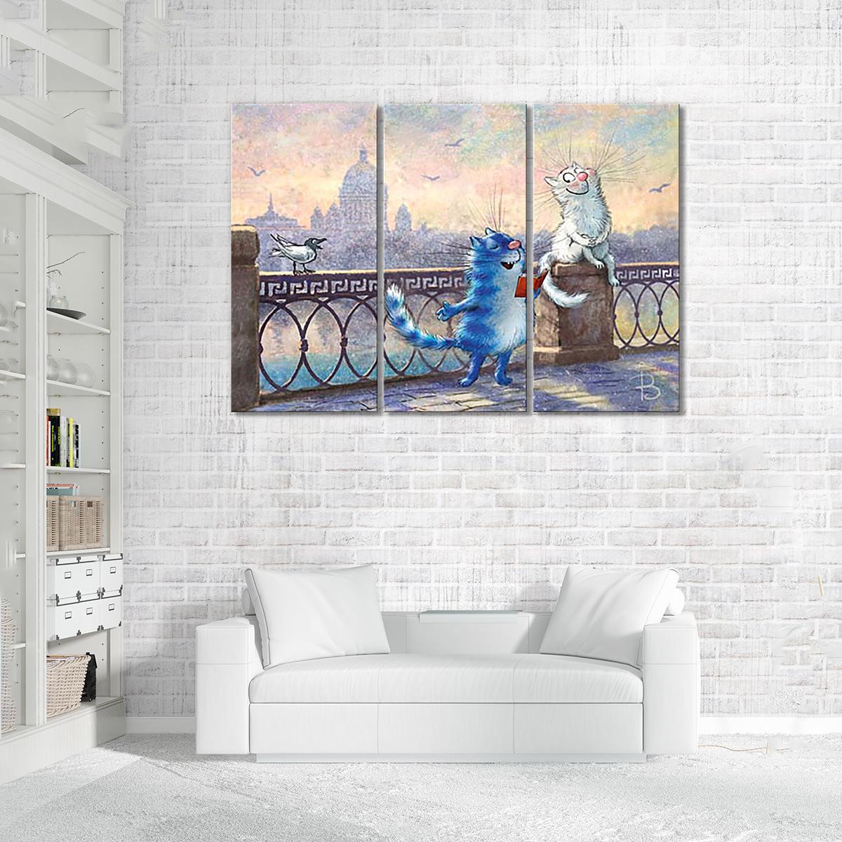 Модульная картина Чтение стихов 3 модуля 120x180 см