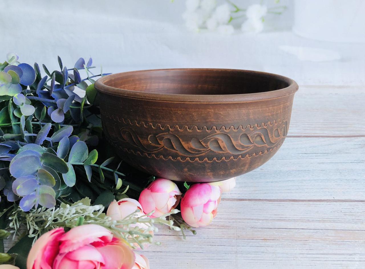 Миска резьба из красной глины 1 л (1053535364)