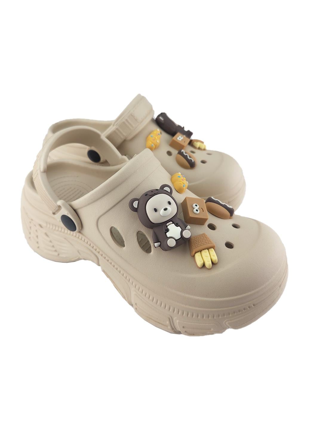 Кроксы женские с джибитсами р. 39 24 см Бежевый (2502/2) Кроксы женские с джибитсами р. 39 24 см Бежевый (2502/2)