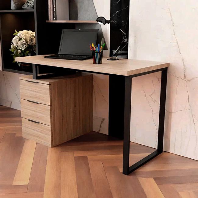 Комп'ютерний стіл Лофт StepLoft з металевим каркасом ДСП 140х60 см Чорний/Дуб сонома (Comp-table-169) - фото 1 Комп'ютерний стіл Лофт StepLoft з металевим каркасом ДСП 140х60 см Чорний/Дуб сонома (Comp-table-169) - фото 1