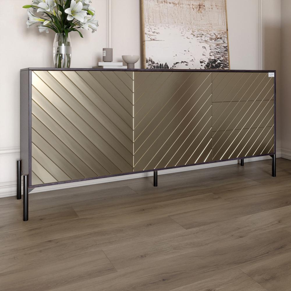 Комод Lion Амарант с черными металлическими ножками 168x40x76,5 см Бетон темный/Перламутровый металлик (000-000-1887) - фото 1 Комод Lion Амарант с черными металлическими ножками 168x40x76,5 см Бетон темный/Перламутровый металлик (000-000-1887) - фото 1