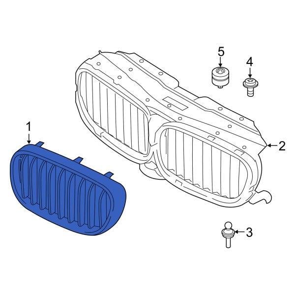 Решетка радиатора AVTM BMW 5 (G30) 17- левая хром. / черн. глянец / черн. Глянец 181447991