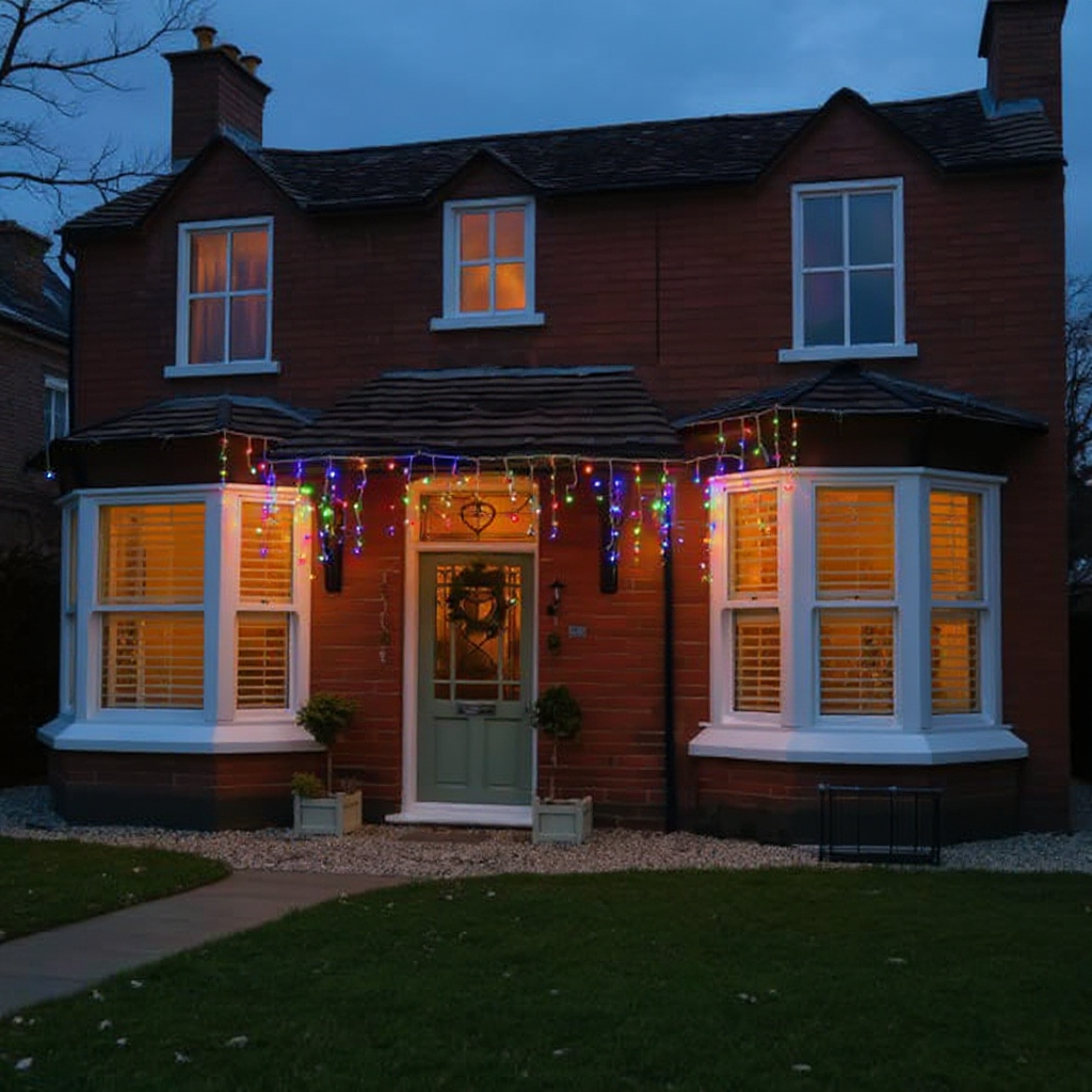 Гирлянда сетевая Бахрома уличная 12 м 200 LED диодов внешняя от сети белый провод цвет света Разноцветный (12MWML) - фото 5