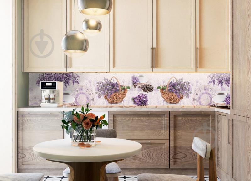 Наклейки кухонный фартук Zatarga Лаванда и кофе 650х2500 мм Фиолетовый (Z180098/1)