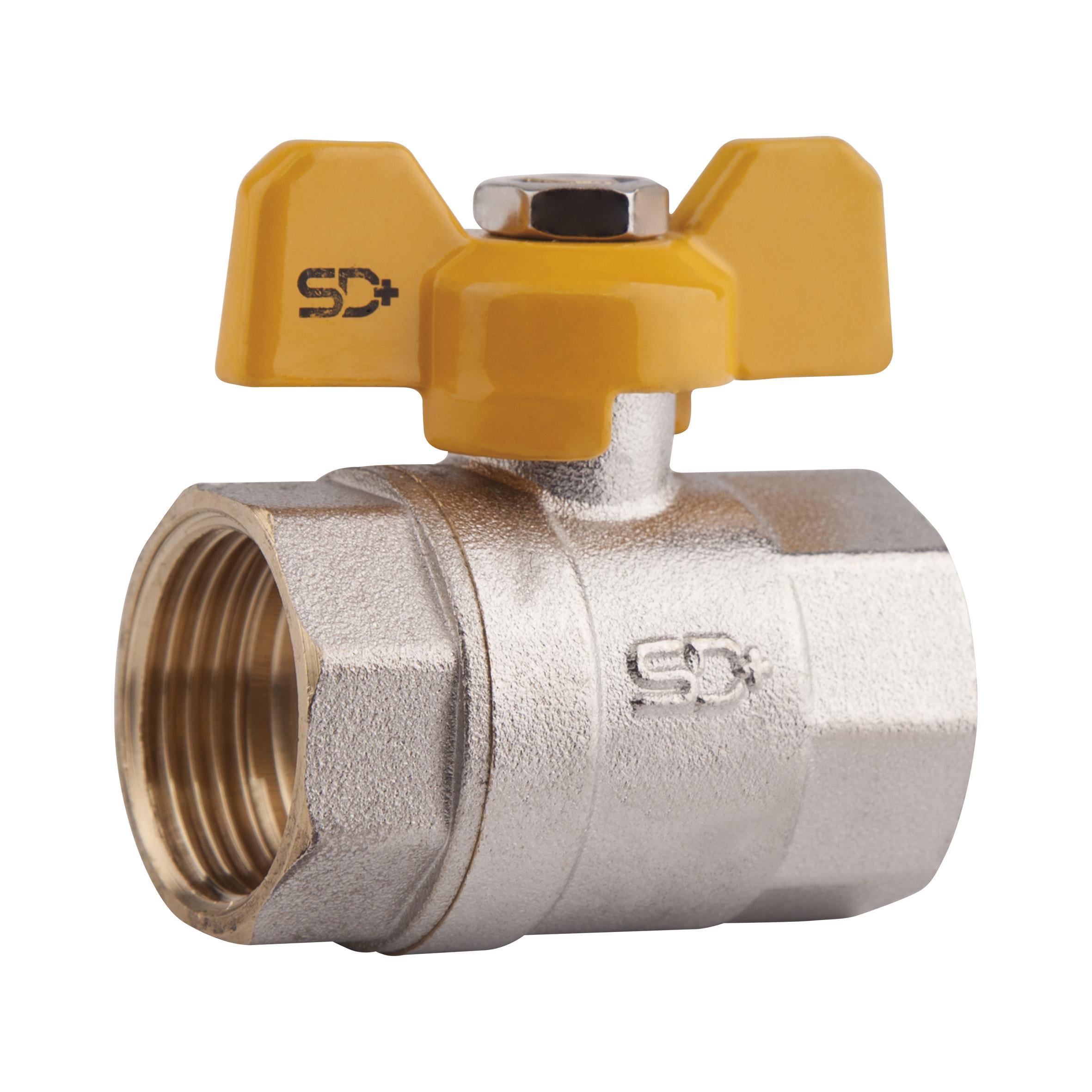 Кран кульовий SD Plus 3/4" ВР метелик для газу (SD602G20)