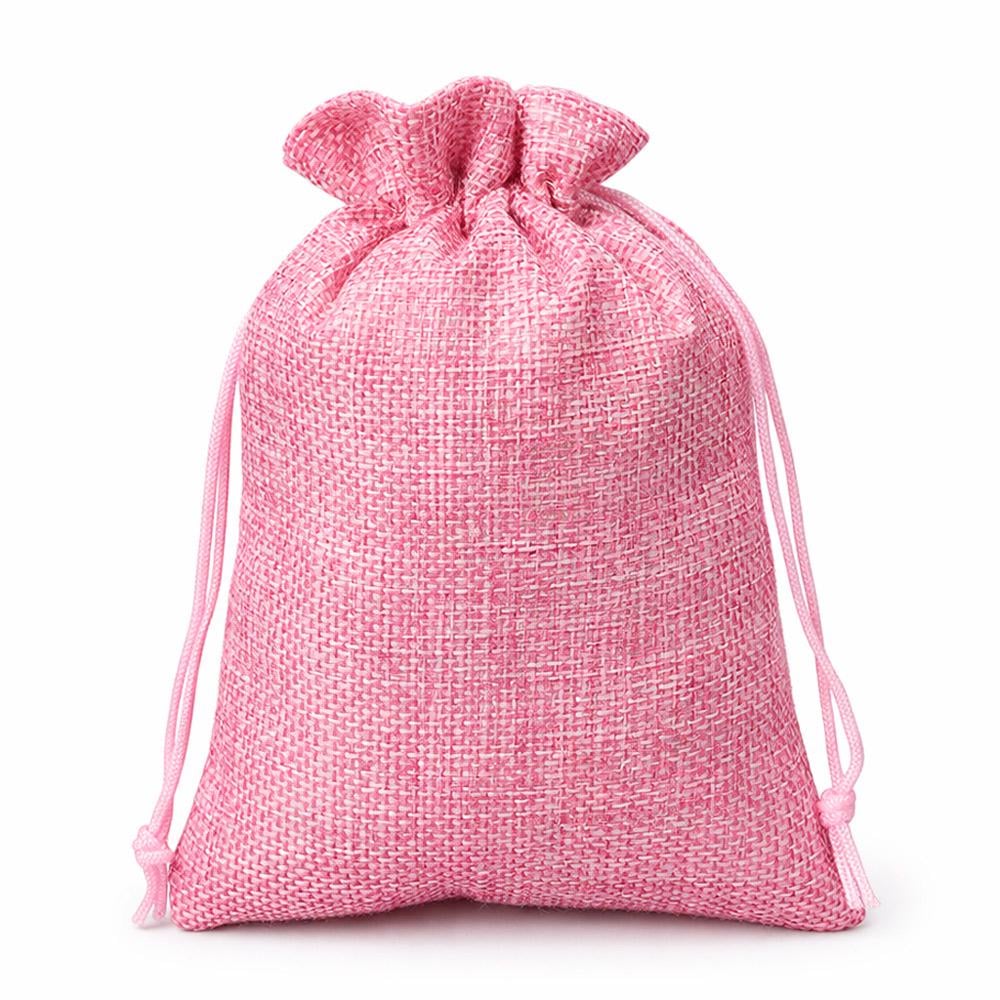 Подарочные мешочки LOSSO из мешковины 15х20 см 5 шт. Розовый (576368275)