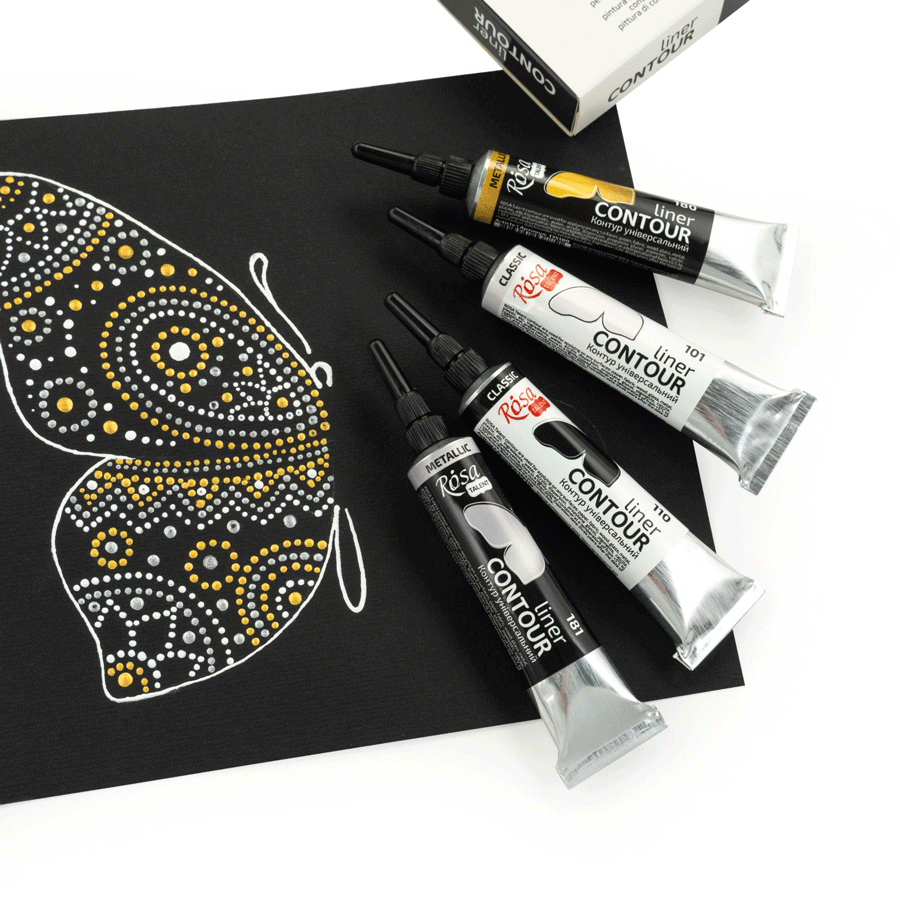 Набор контуров ROSA Talent классические цвета и металлики 4х20 мл (4823098544715) Набор контуров ROSA Talent классические цвета и металлики 4х20 мл (4823098544715)
