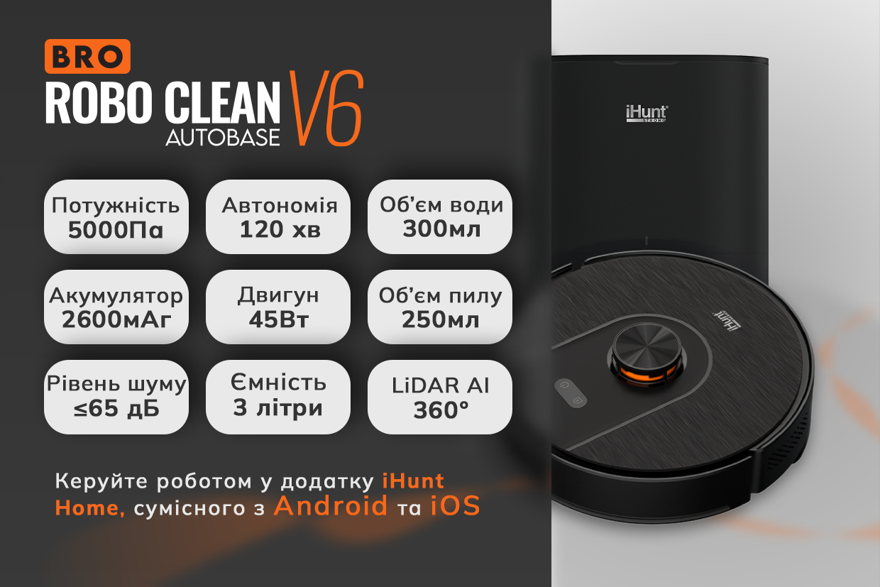Робот-пылесос iHunt BRO Robo Clean V6 AutoBase с функцией влажной уборки - фото 13