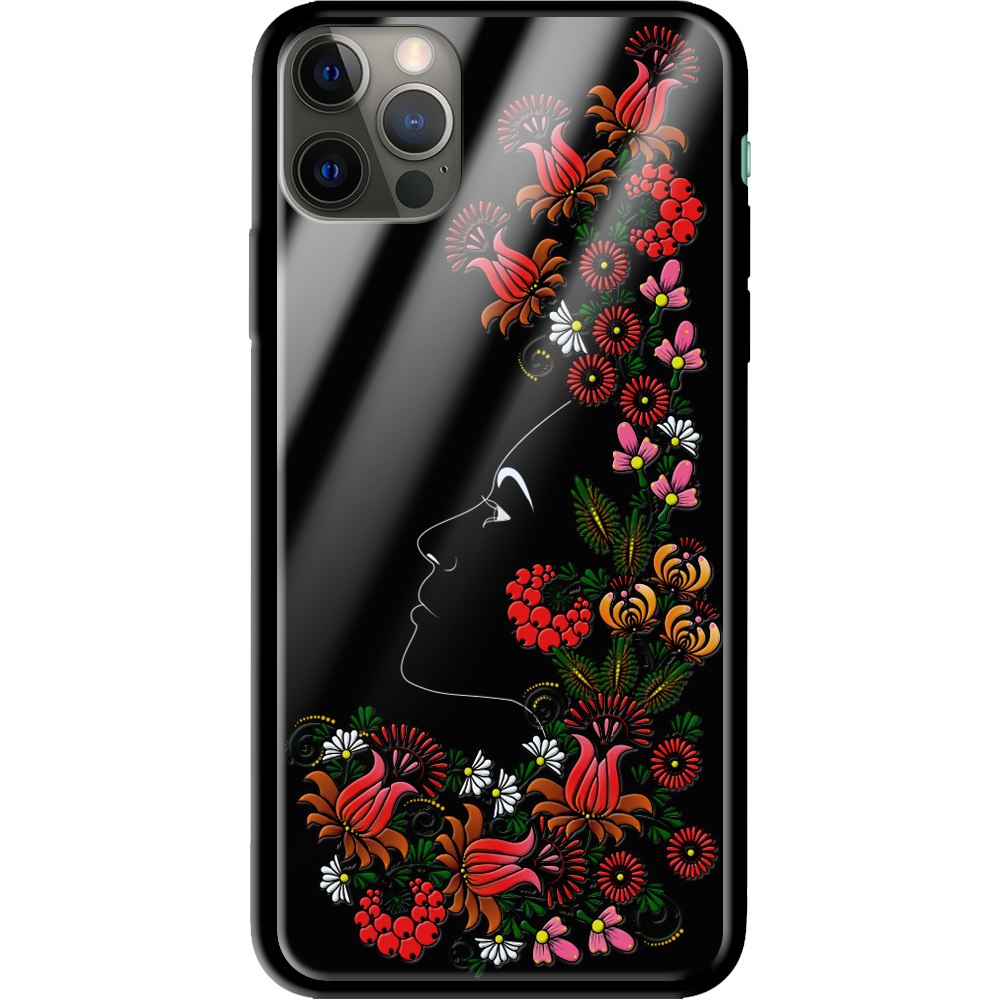 Чехол Boxface iPhone 12 Pro 3D Ukrainian Muse Черный силикон со стеклом (41086-bk64-41127)