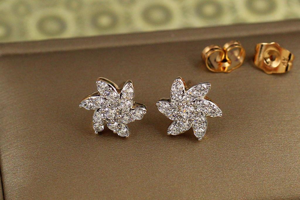 Серьги гвоздики Xuping Jewelry Ветрячок с родием 1,1 см Золотистый (33560132)