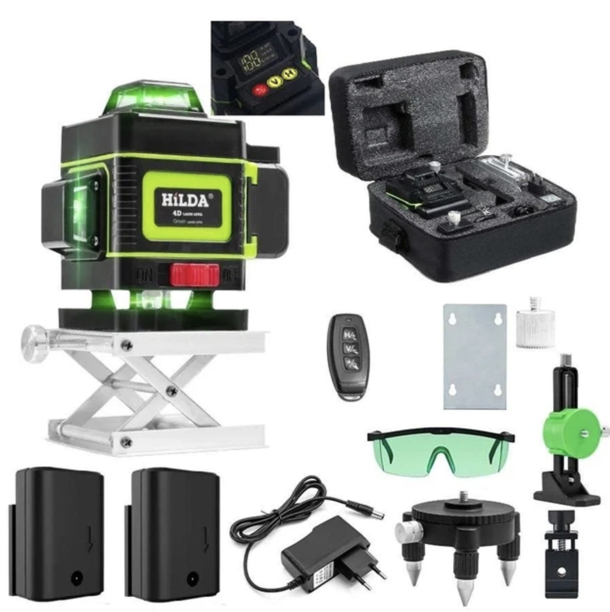 Лазерный уровень HILDA 4D 16 линий с индикатором заряда и приемником Huepar LR-5RG-GN - фото 2 Лазерный уровень HILDA 4D 16 линий с индикатором заряда и приемником Huepar LR-5RG-GN - фото 2