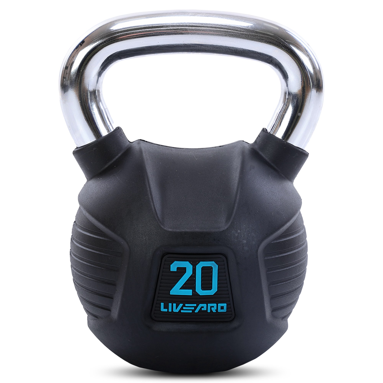 Гиря тренировочная цельная LiveUp LP8043-20 резиновая с хромированной ручкой 20 кг Черный (2532856205)