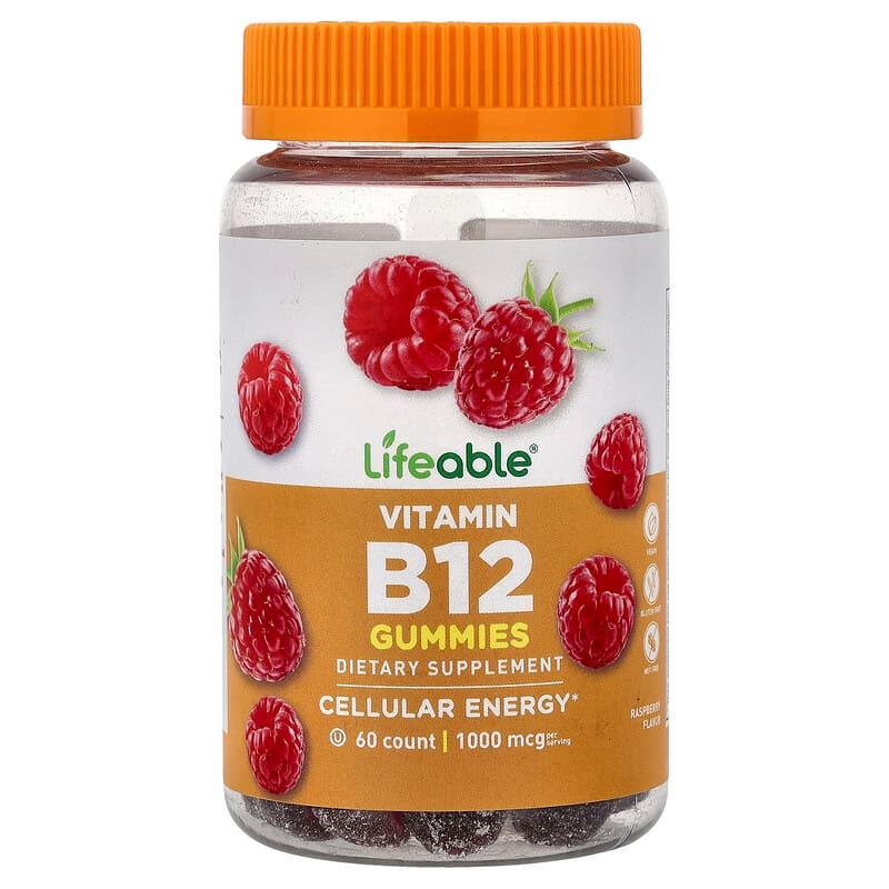Вітамін Б12 Lifeable Vitamin B12 Gummies смак малини 60 мармеладок