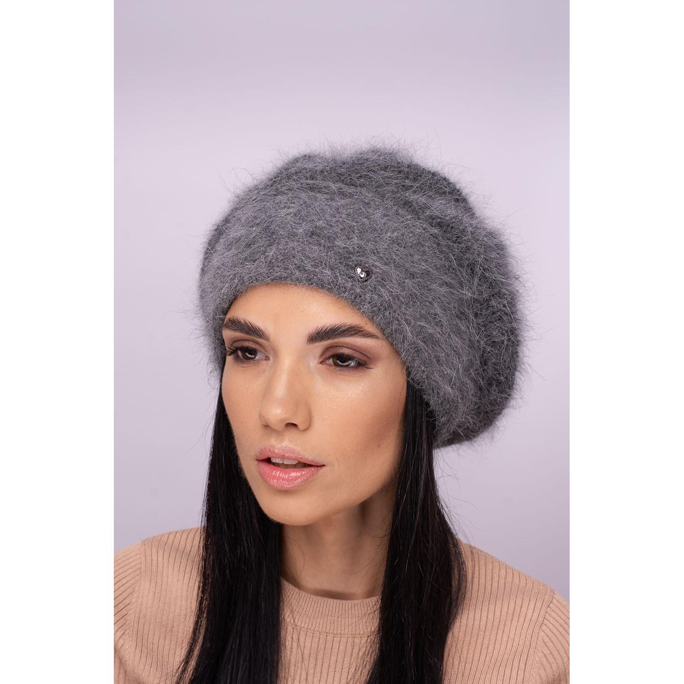 Берет женский двойной ангоровый Leks Жаклин one size Темно-серый