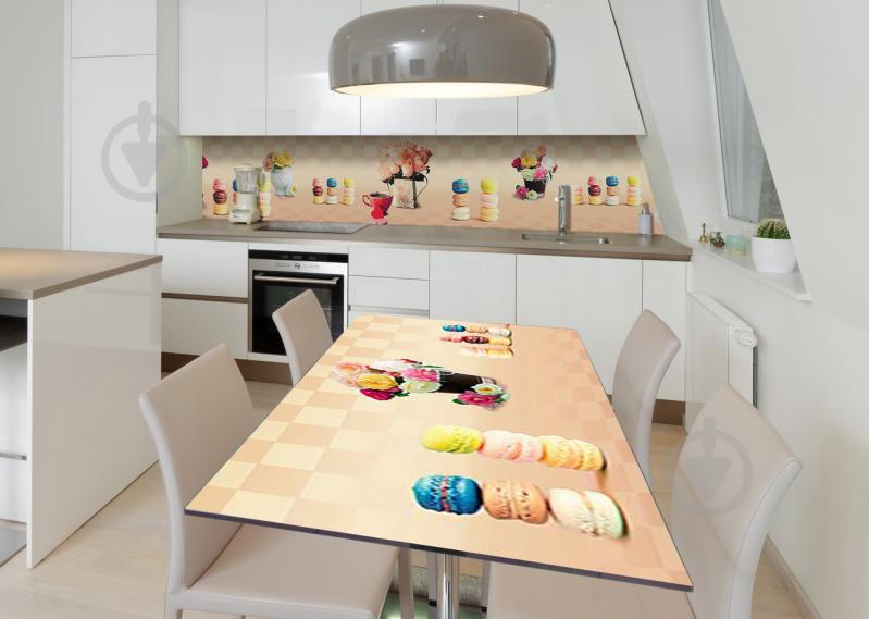 Наклейка 3Д виниловая на стол Zatarga «Цветный макарунсы» 600х1200 мм для домов, квартир, столов, кофейн, кафе