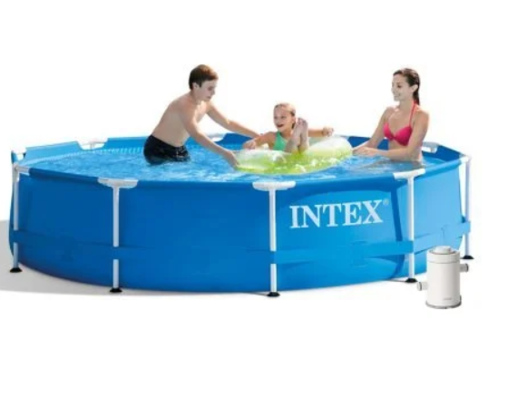 Бассейн каркасный Intex 305х76 см круглый 4485 л фильтр-насос 1250 л/ч тент/подстилка (28202-3)