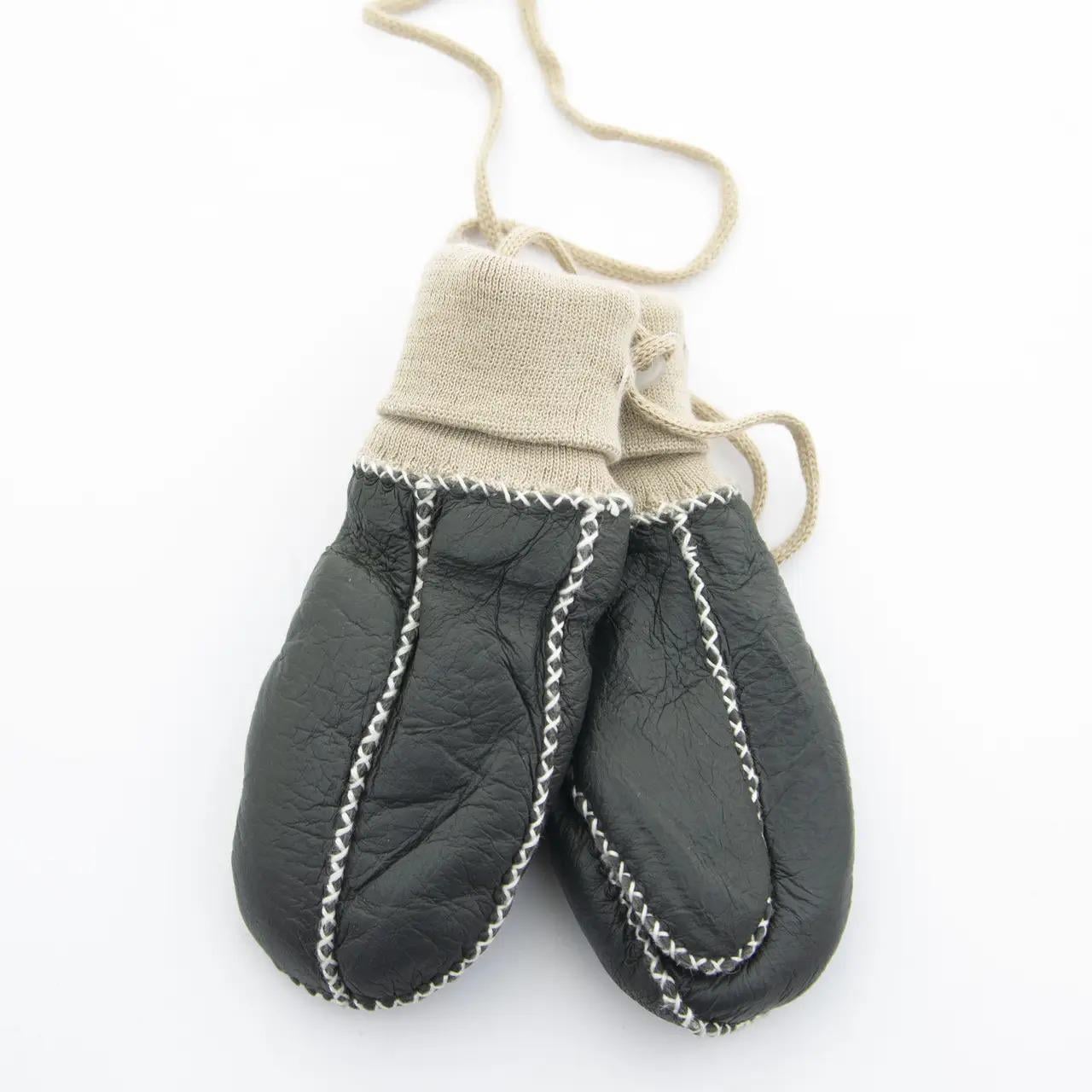 Детские перчатки зимние из натуральной кожи 4-6 лет р. 10 Черный (19C-1)