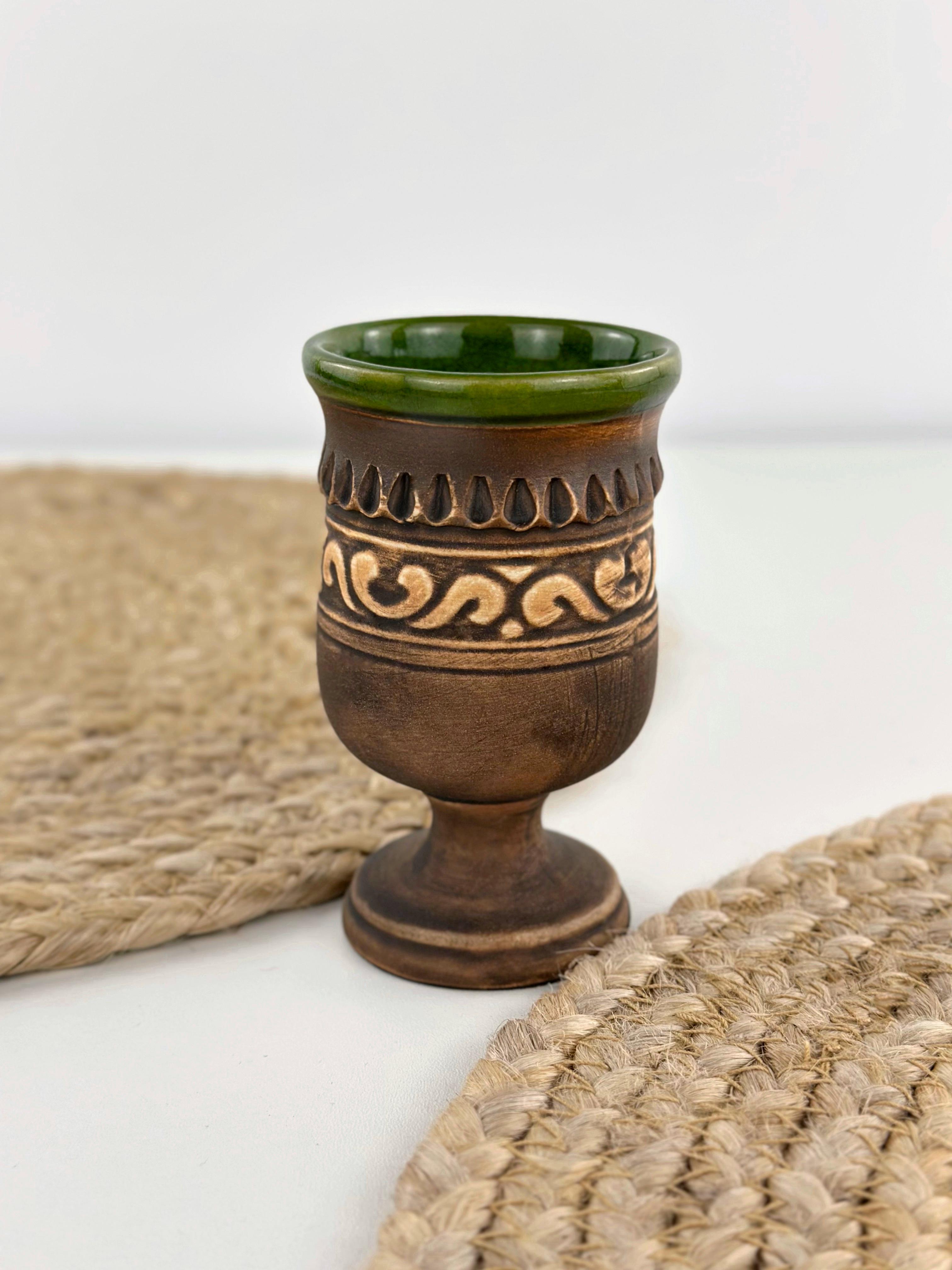 Бокал для вина глиняный Гражда 0,1 л Коричневый (17011-1)