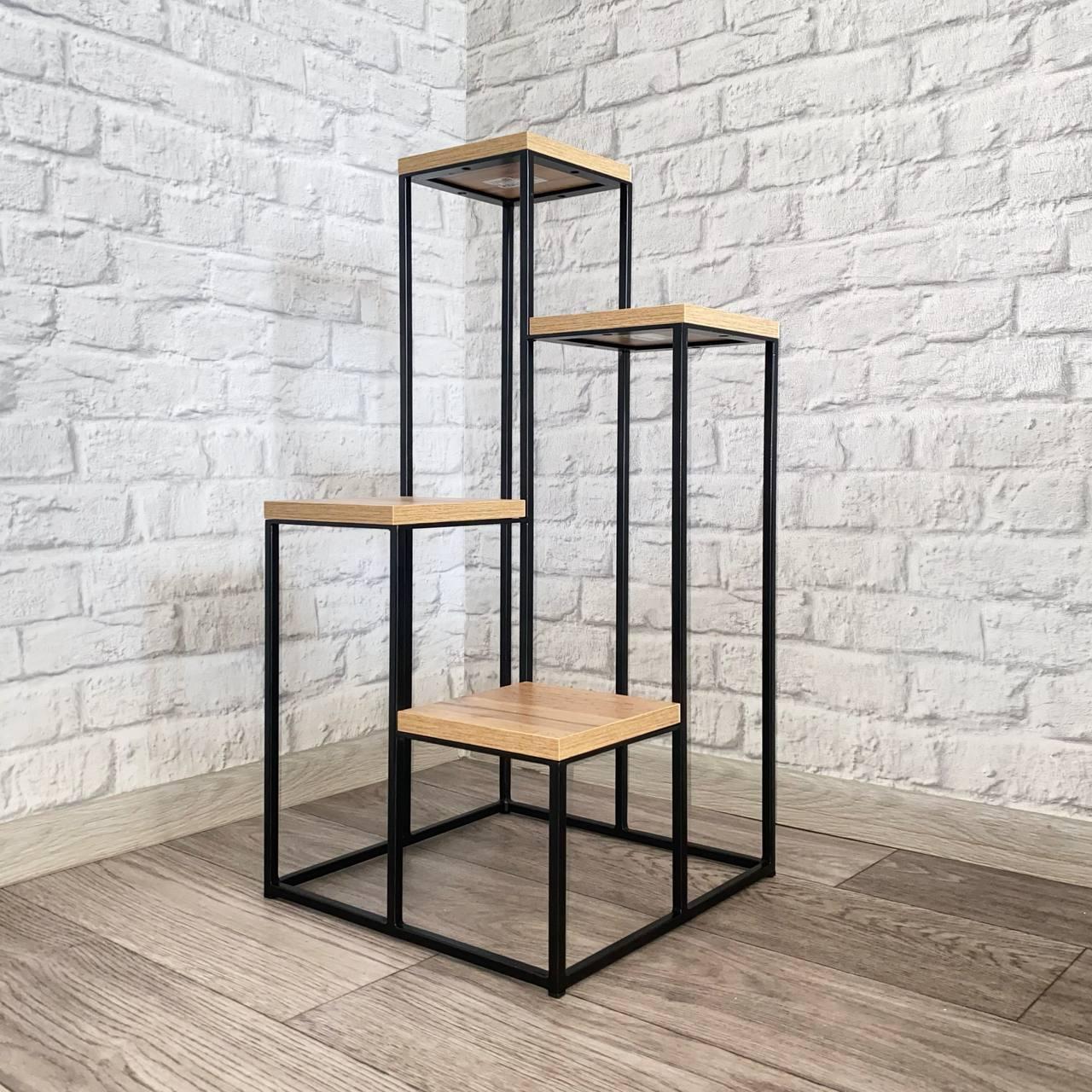 Підставка для квітів та декору Krei Флоренція Міні 680х340х340 мм Дуб тахо/Чорний (ГС5001.07) - фото 3