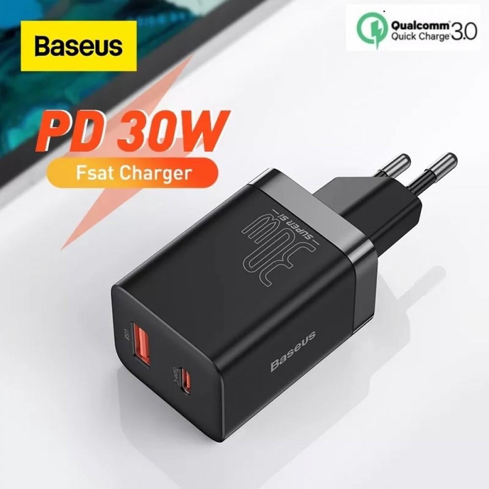 Зарядний пристрій мережевий Baseus Super Si Pro Quick Charger Type-C/USB 30W Black (25397607) - фото 3 Зарядний пристрій мережевий Baseus Super Si Pro Quick Charger Type-C/USB 30W Black (25397607) - фото 3