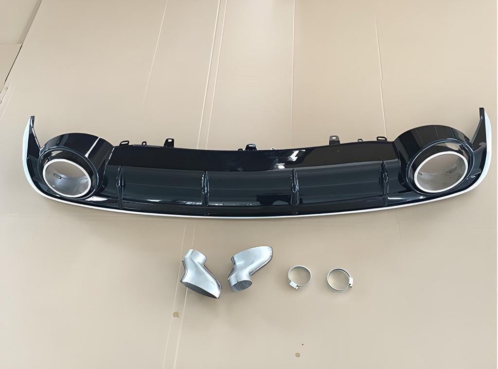 Диффузор задний с насадками RS-Style V-2 2014-2017 GT Tuning для Audi A6 C7 2011-2017 гг. ABS-пластик Черный (131902)