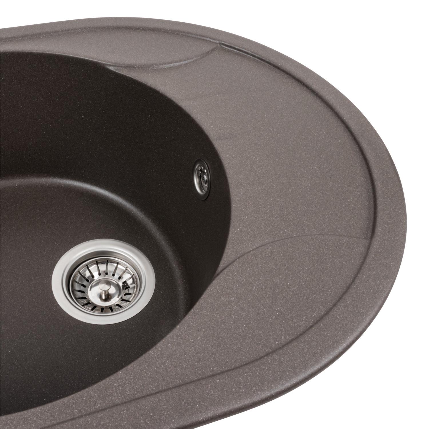 Мийка кухонна Platinum PLS-A39616 гранітна овальна 575x465 мм Коричневий (25962933) - фото 4 Мийка кухонна Platinum PLS-A39616 гранітна овальна 575x465 мм Коричневий (25962933) - фото 4