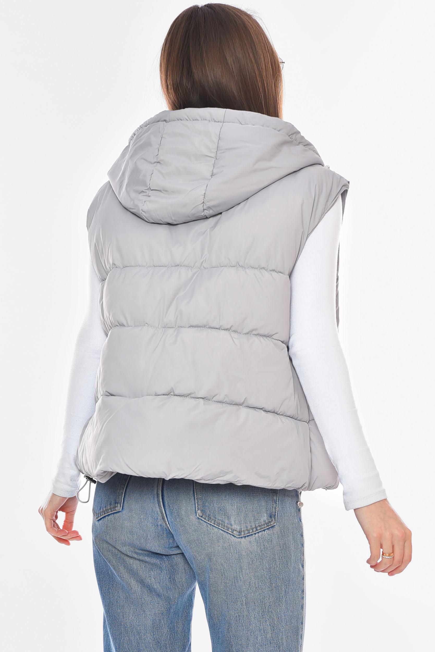 Жилетка жіноча однотонна 200310 S Сірий - фото 3 Жилетка жіноча однотонна 200310 S Сірий - фото 3