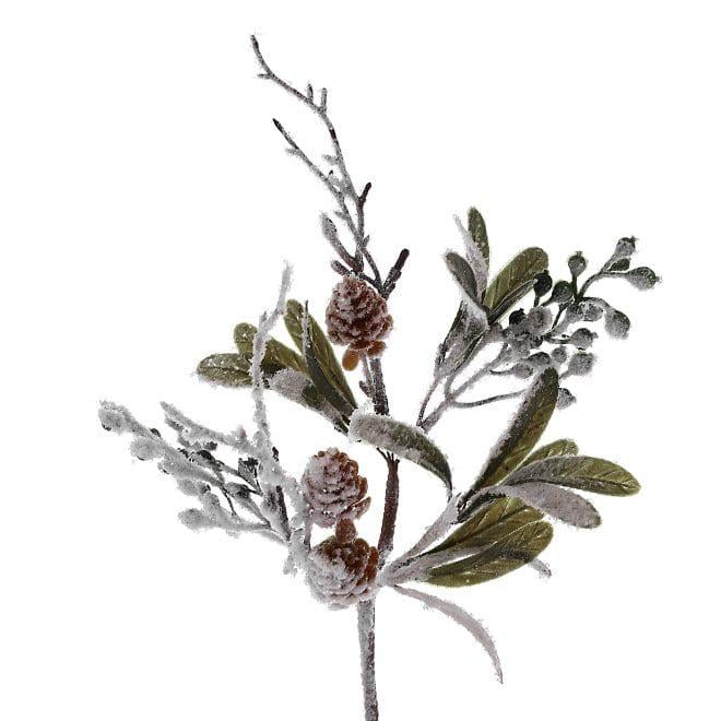 Веточка новогодняя Flora заснеженная 30 см (13241)