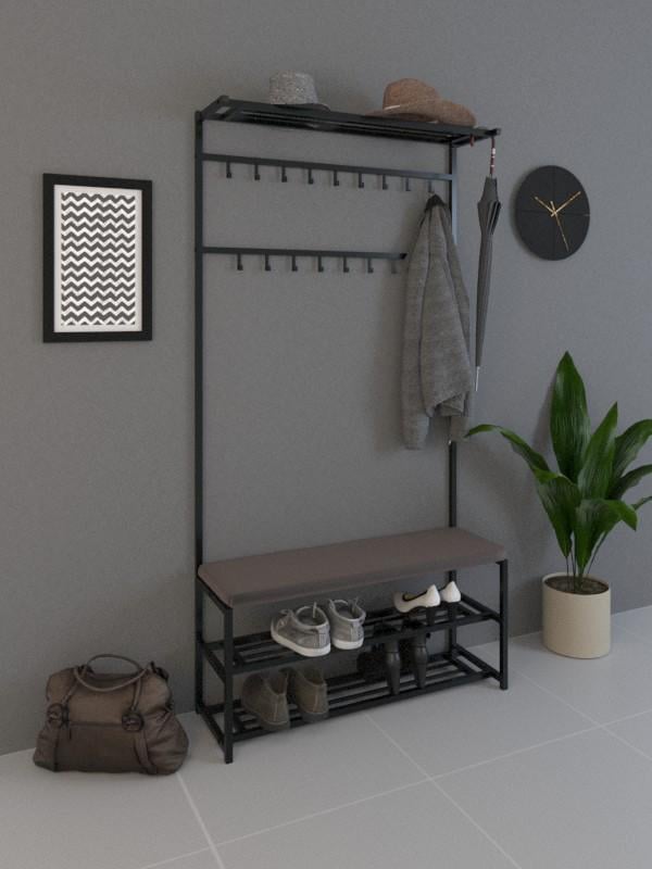 Прихожая металлическая SUNRISE-3 100 см Черный/Темно-коричневый Прихожая металлическая SUNRISE-3 100 см Черный/Темно-коричневый