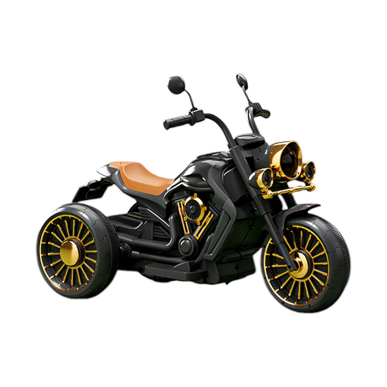 Детский электромотоцикл трехколесный U-max с подсветкой и педалями Черный (26199283)