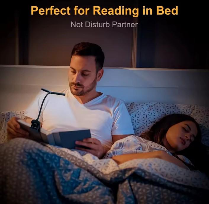 Лампа для читання книг BOOK LIGHT 14 LED з акумулятором Чорний (00002) - фото 4