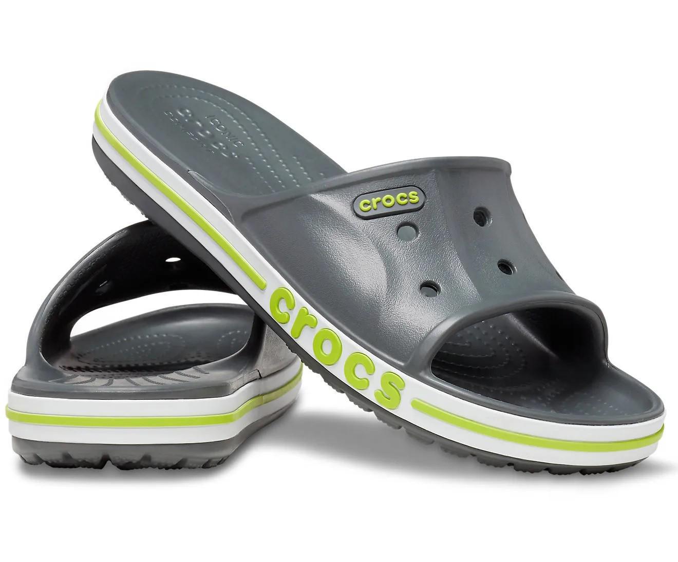 Шльопанці Crocs Bayaband Slide Punch M9W11 р. 42 27,5 см Slate Grey/Lime (2053924)