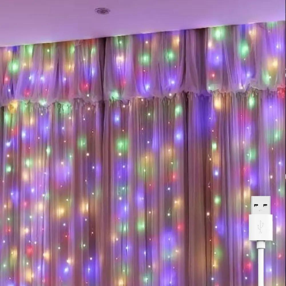 Гирлянда-штора светодиодная Роса от USB 200 LED 8 режимов и статический IP44 3x1 м Мультиколор Гирлянда-штора светодиодная Роса от USB 200 LED 8 режимов и статический IP44 3x1 м Мультиколор