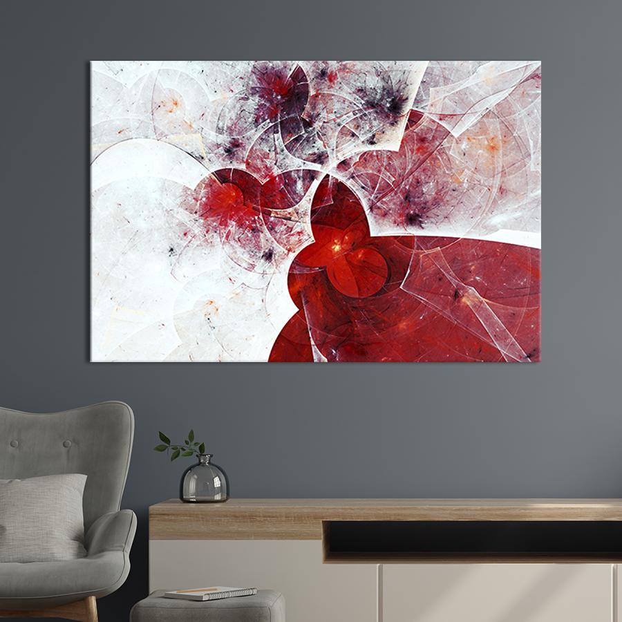 Настенный декор картина на холсте для интерьера Стильная красная абстракция 120x80 см (16-1)