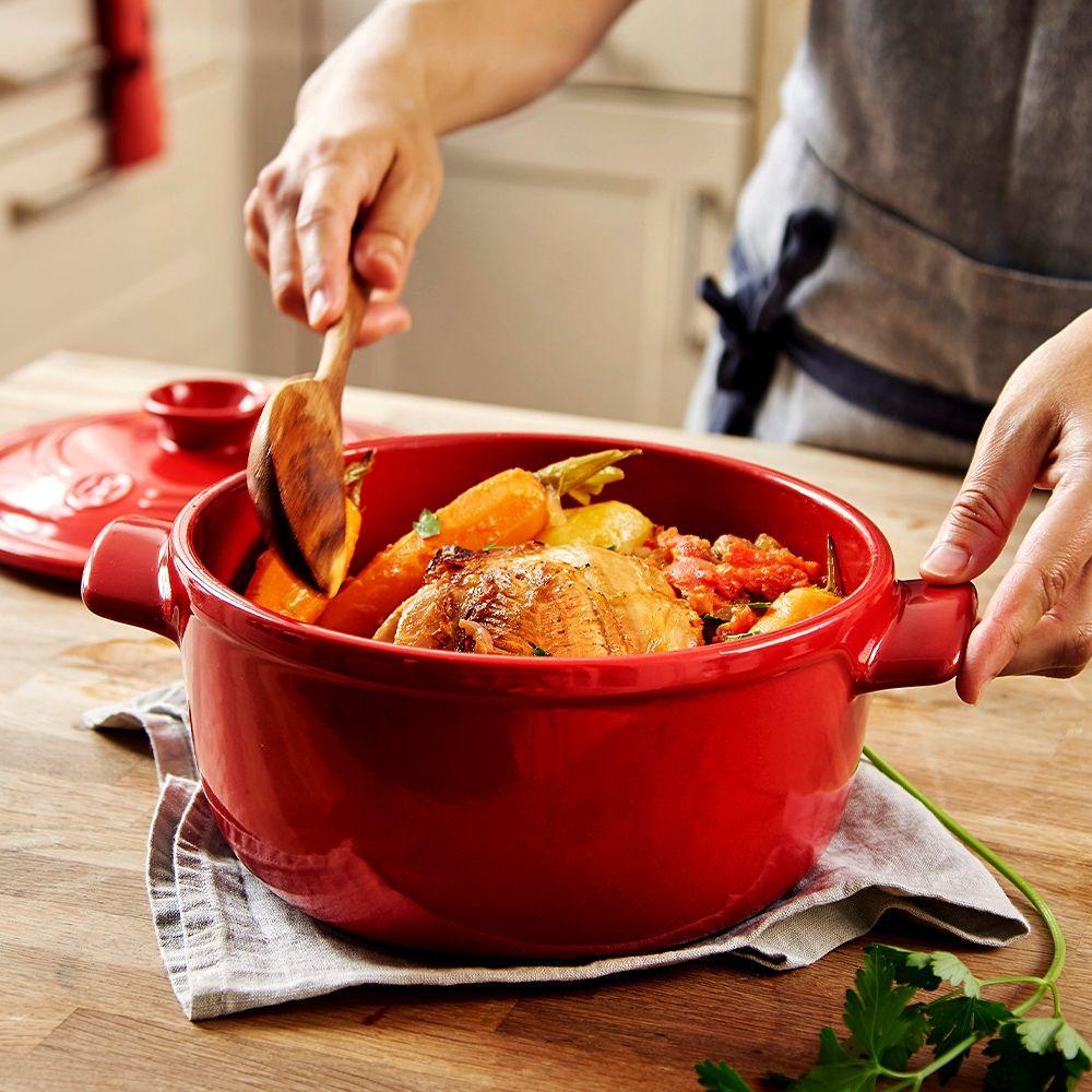 Кастрюля с крышкой керамическая Emile Henry Cookware 5,3 л Красный (344553) - фото 3