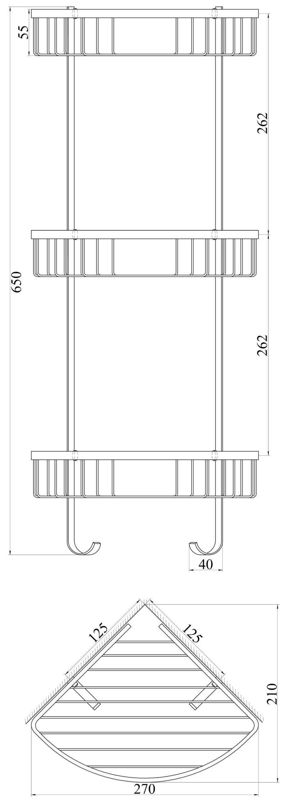 Полка двойная для ванной комнаты угловая TOPAZ 4134 - фото 2