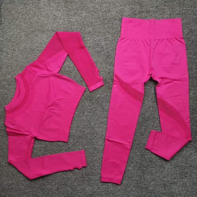 Костюм спортивный с перфорацией без пуш-ап рашгард/леггинсы M Розовый (MF05M)