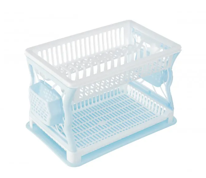 Сушка для посуды Солнер 2 яруса Бело-голубой (27105)